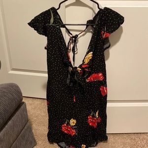 Black & white & floral Romper